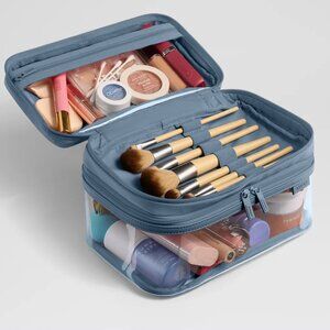 BRAND NEW Away Luggage Clear Cosmetic Case in Coast Blue Makeup Organizer